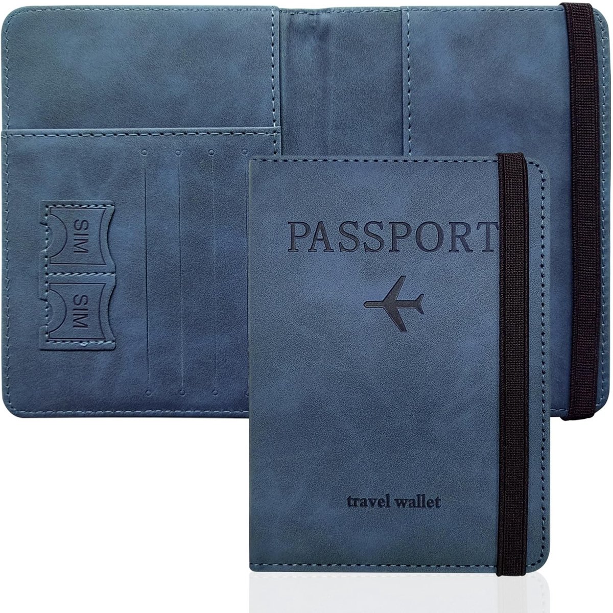 ONF3 - Passport Holder - Reisdocumentenhouder - Slank en lichtgewicht - Donkerblauw - Paspoort en creditcard - Perfect voor reizen en cadeaus