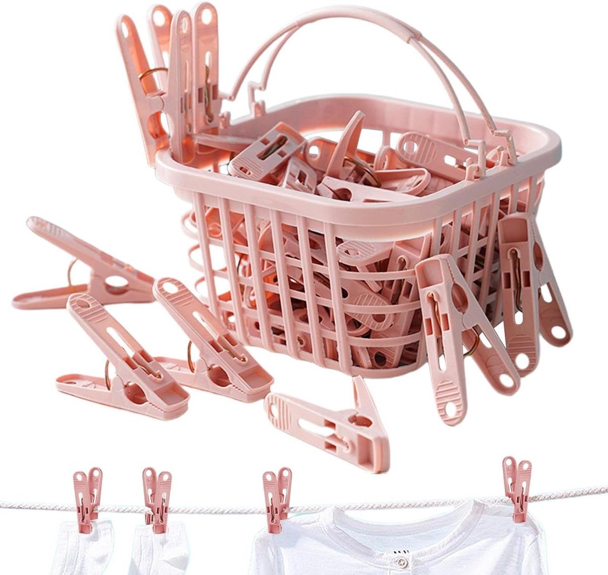 Wasknijpers - Kledingclips - Kleding Ophangen - Winddicht Ontwerp - 30 Stuks - Roze