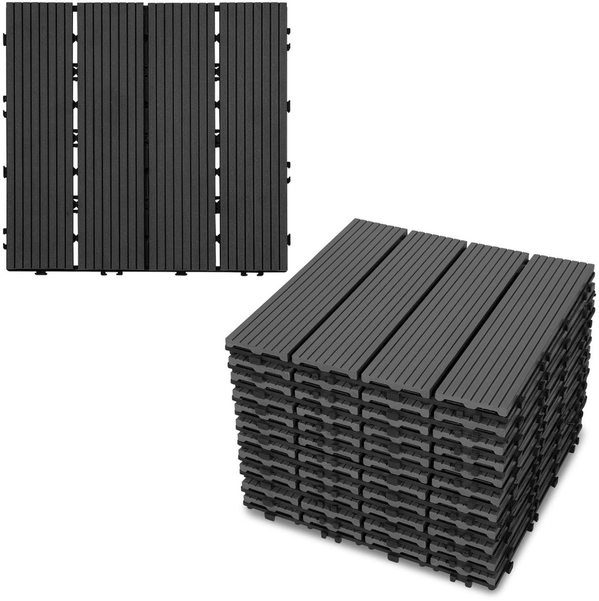 Terrastegels - Vlondertegels Composiet - Buiten Leven - Klik Systeem - 30 x 30 cm - Antraciet