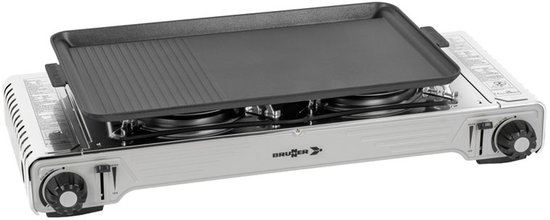 Brunner Devil dubbele grill draagbaar gasfornuis met anti-aanbak grillplaat van Brunner — afbeelding 2