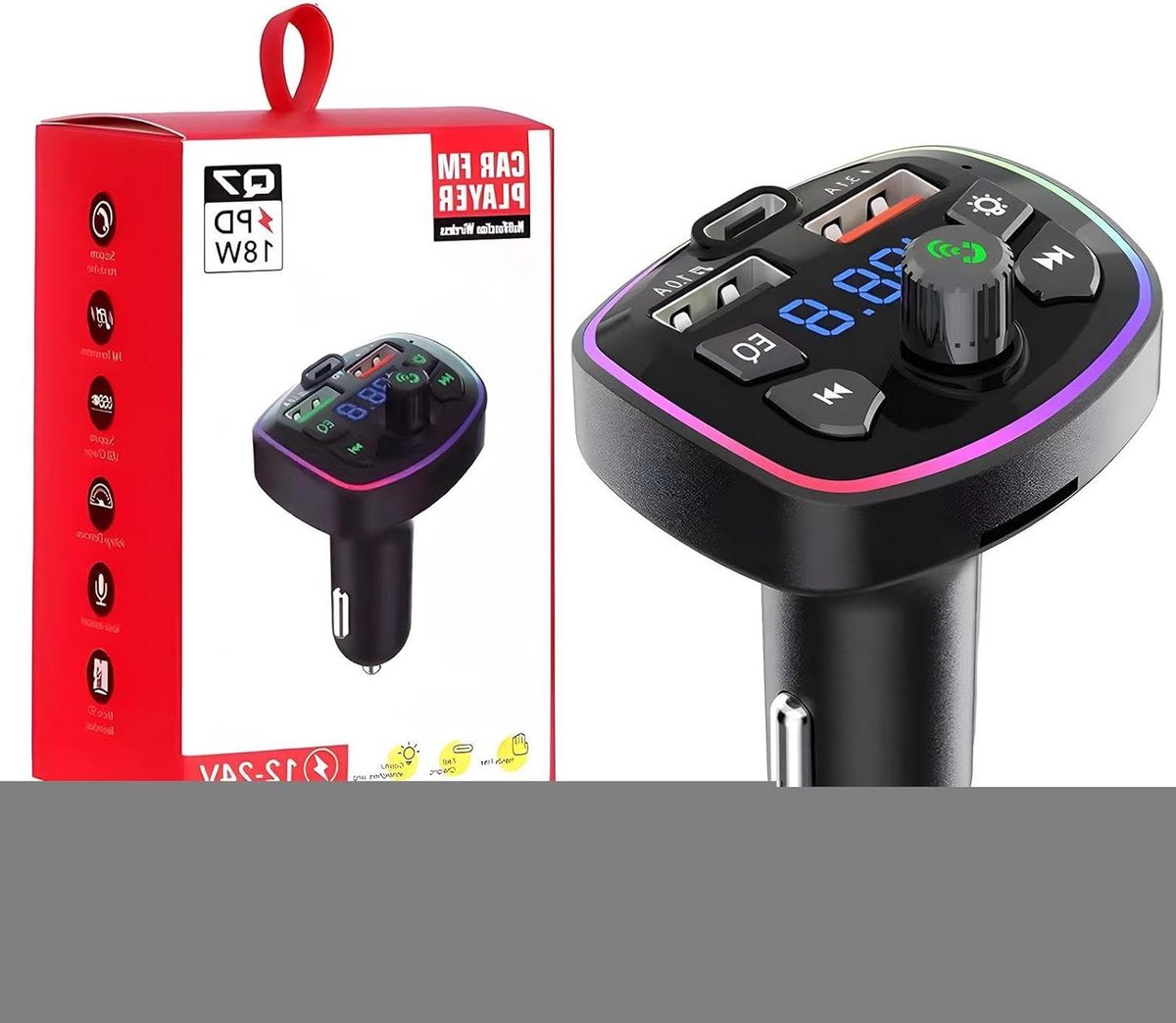 Auto FM Zender - Muziek Adapter - Muziek Streamen - DSP Dual-Core Processor - 113 cm - Zwart