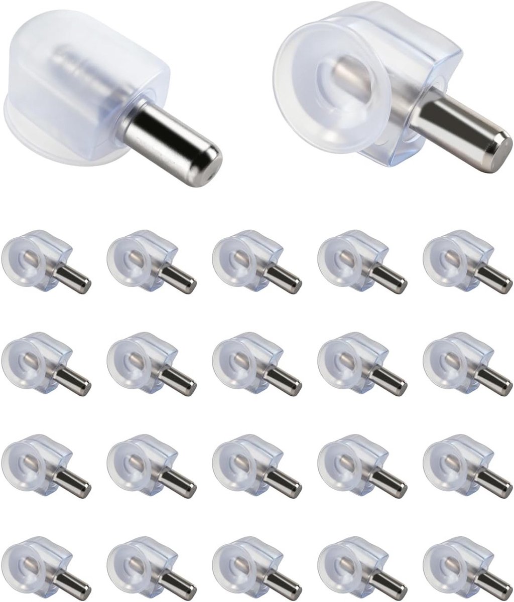 Set van 20 Glazen Plankdragers met Zuignappen, Transparante Steunen voor Planken, 5mm Zinklegering Beugels voor Glazen Planken en Hangkasten, Ideaal voor Thuis en Kantoor