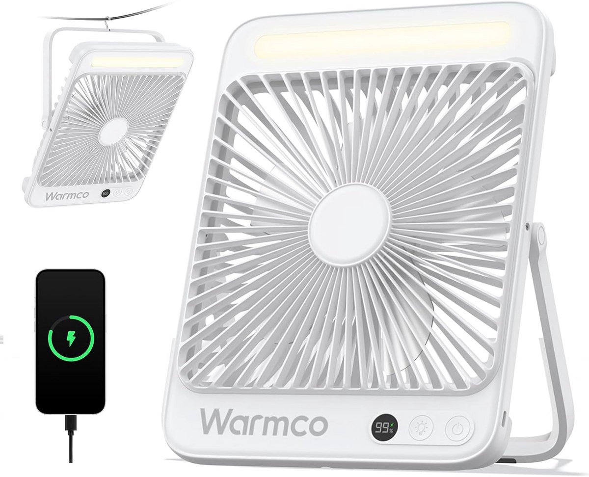 Draagbare Oplaadbare Camping Ventilator met LED Verlichting en Lange Batterijduur