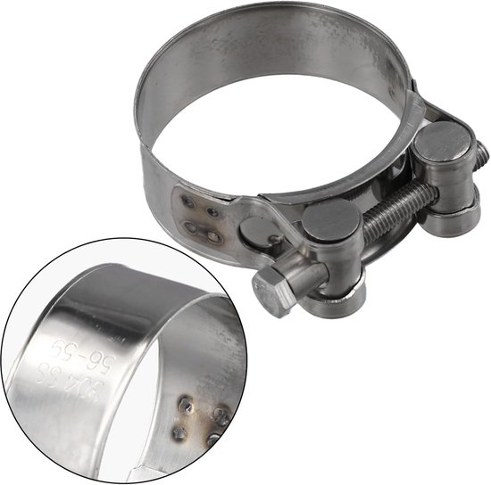 Slangklem - Slangenklem - Bevestigen van Slangen - Scharnierende Bout - 52-73 mm - Zilver — afbeelding 3