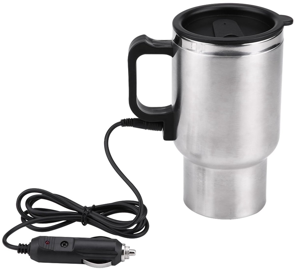 aladdien - Elektrische Waterkoker - Auto Waterkoker - 450 ml Capaciteit - Zilver - Koffiemok voor Auto - 12 Volt - Ideaal voor Reizen