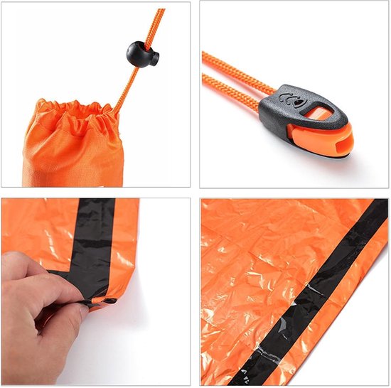 Nood slaapzak - Bivakzak redding - Outdoor survival - Drielaagse technologie - 210 x 90 cm - Oranje — afbeelding 5