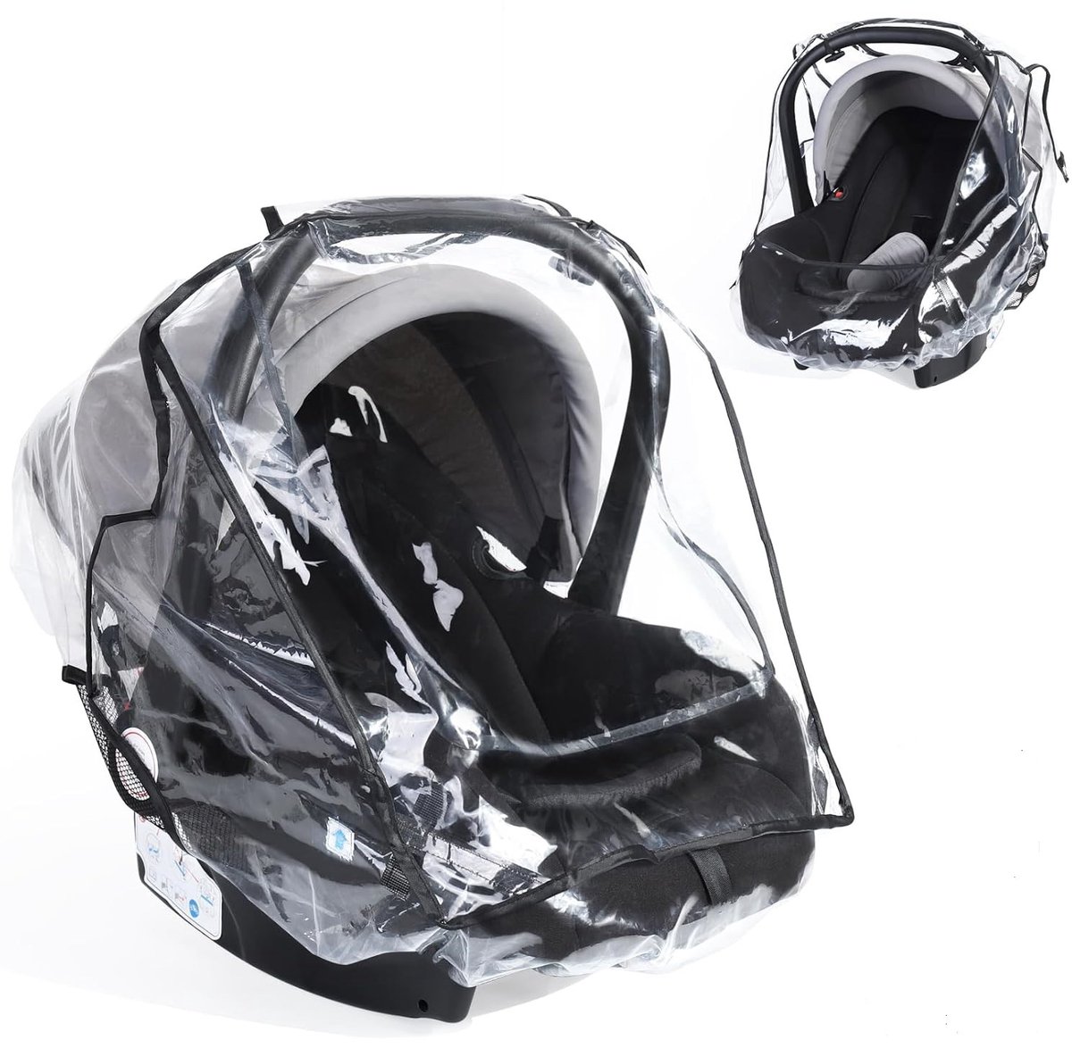 Autostoel regenhoes, universele regenhoes voor baby autostoeltjes met zijventilatie en groot sneltoegangsvenster, beschermd tegen regen, sneeuw, wind en stof, baby reisaccessoires