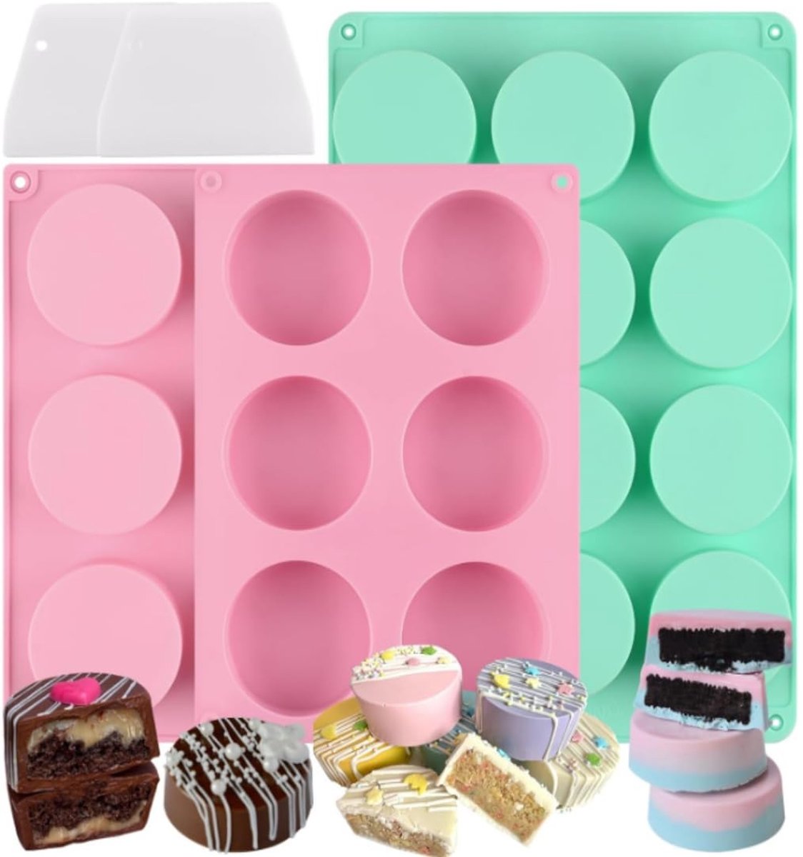 Store_9 - Ronde Cilinder Koekjesvorm - Mini Siliconen Cakevormen - 3 Stuks - Voor Cakepops en Chocolade - Vaatwasserbestendig - Meerkleurig
