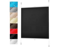 Plisségordijn Klemmfix - Vouwgordijn Raambekleding - Privacy en Zonwering - Montage zonder boren - 110x190 cm - Zwart