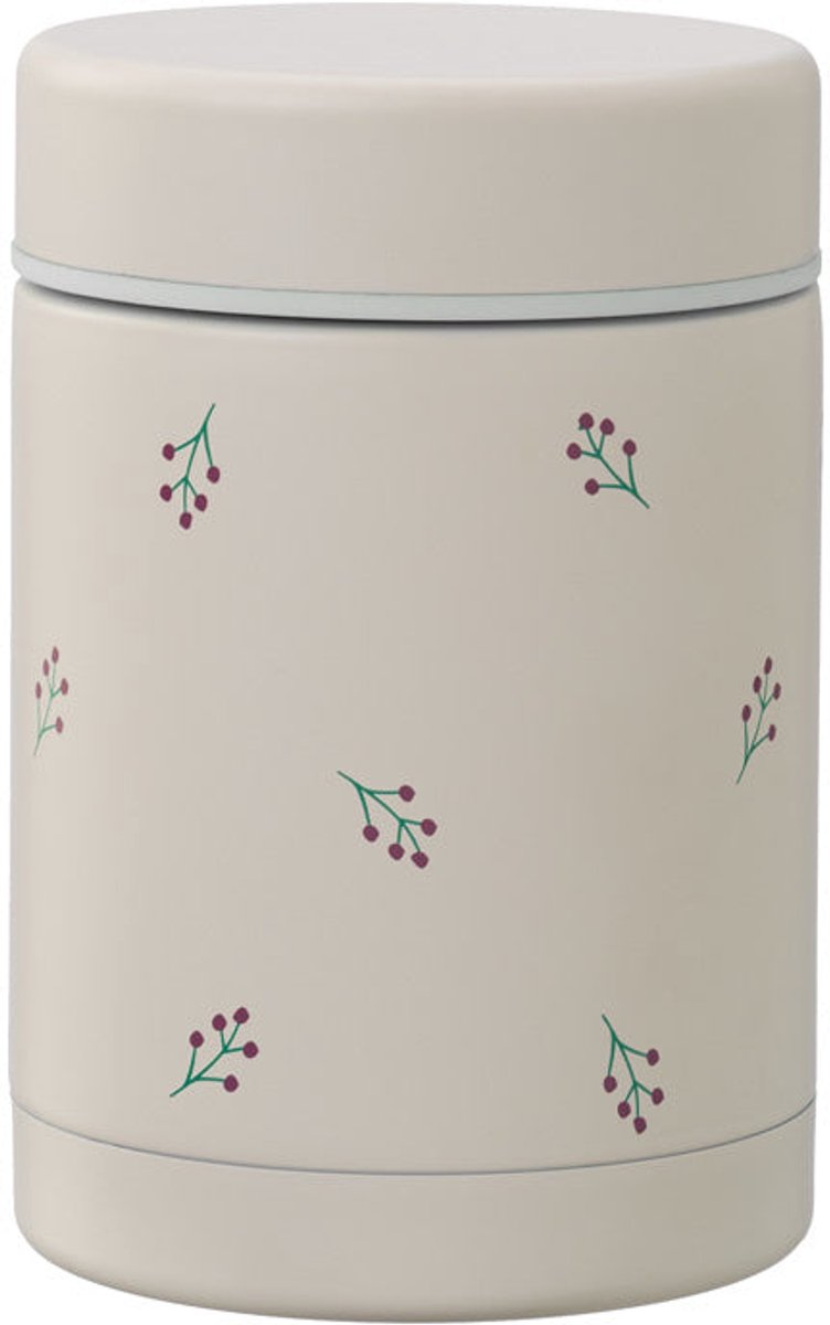 Fresk Thermos Lunchbox 300 ml - RVS Voedselcontainer – BPA-vrij – Lekvrije dop – Thermosbeker – Food Jar tot 6 Uur Warm – Lunchpot - Ecru - Berries