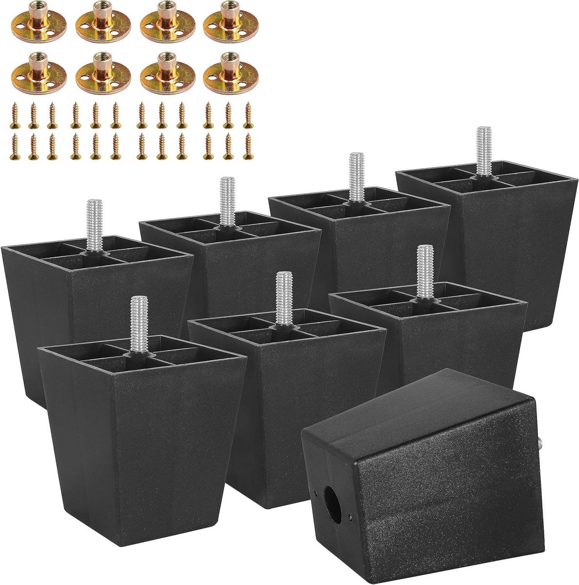 Meubelpoten Set - Bank Poten - Meubels Verhogen - Hoge Kwaliteit Kunststof - 8 Stuks 3 Inch - Zwart