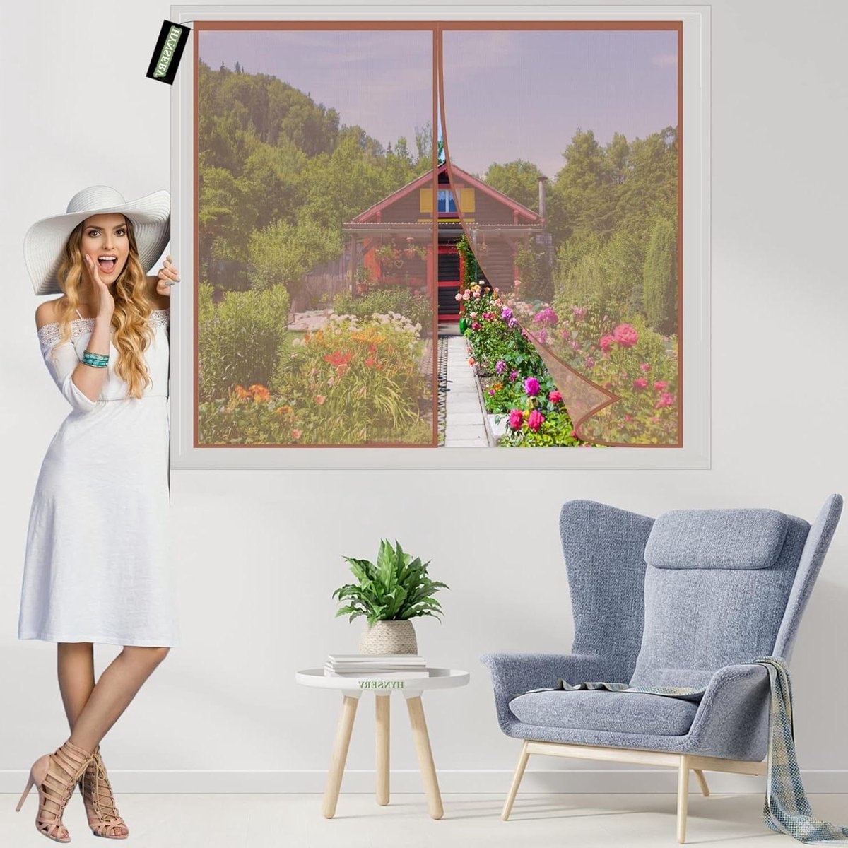 Vliegenhorren voor Ramen - Raamhorren Insecten - Zomer Binnenhouden - Magnetische Sluiting - 120x135cm - Bruin