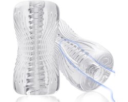 Daity Masturbator voor Mannen - Pocket Pussy & Masturbatiehuls, 3D Realistische Textuur, TPE Stroker met Spiraal Tunnel, Penis Trainer, Herbruikbaar Seksspeeltje voor Volwassenen (Transparant)