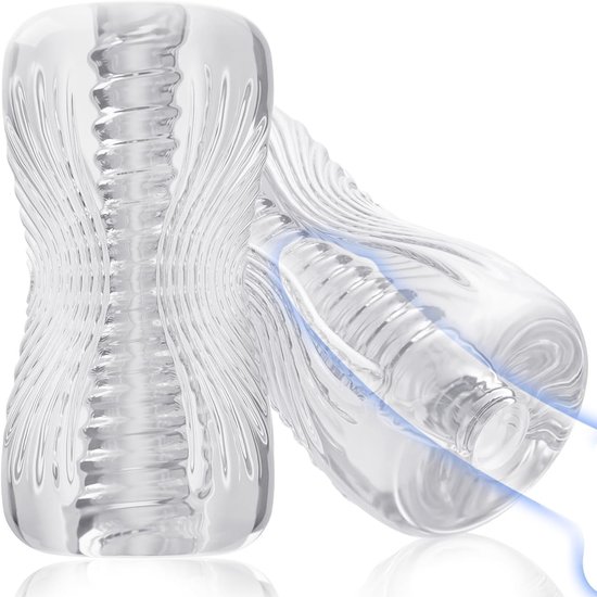 Daity Masturbator voor Mannen - Pocket Pussy & Masturbatiehuls, 3D Realistische Textuur, TPE Stroker met Spiraal Tunnel, Penis Trainer, Herbruikbaar Seksspeeltje voor Volwassenen (Transparant)