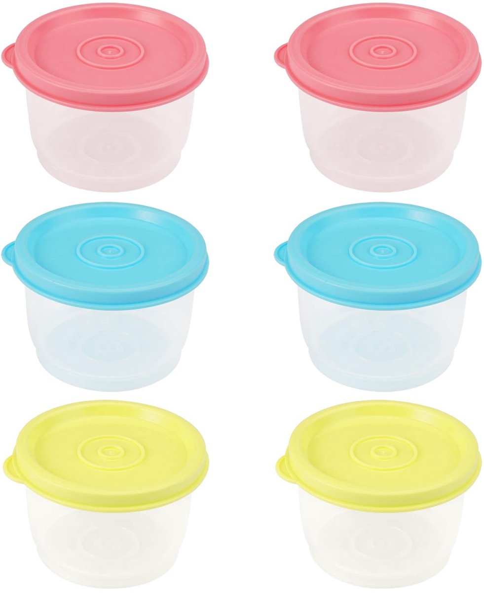 Store_9 - Vershouddozen - Kleine set - Lekvrij en herbruikbaar - 6 stuks - Voor magnetron en vriesvak - 160 ml - Geschikt voor voedsel - Rood, groe...