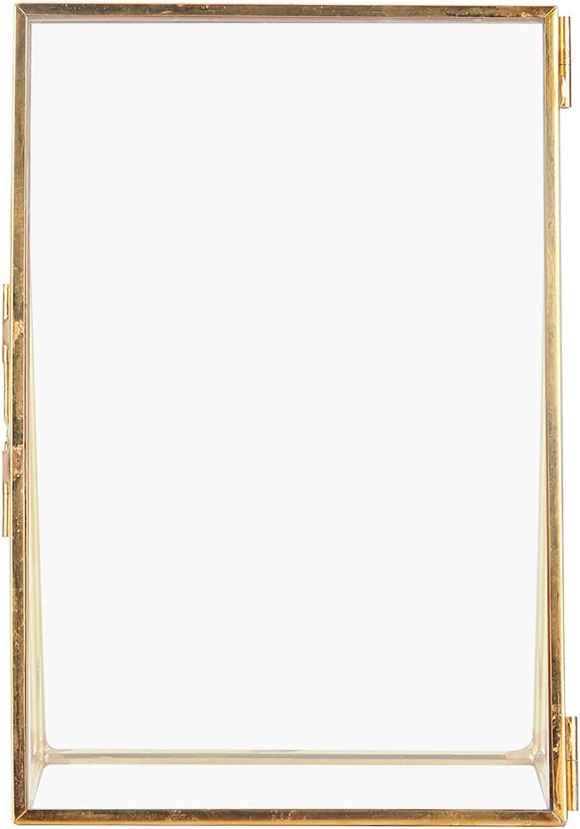 Vintage Fotolijst van Messing - Retro Glazen Tafelhouder, Ideaal voor 4 x 6 Inch Foto's, Perfect voor Thuisdecoratie en Cadeaus