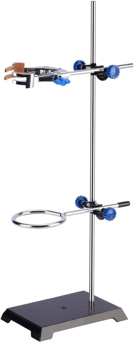 Laboratoriumstandaardset - Steunring set - Experimenten uitvoeren - Inclusief klem en ring - 569 cm - Metaal