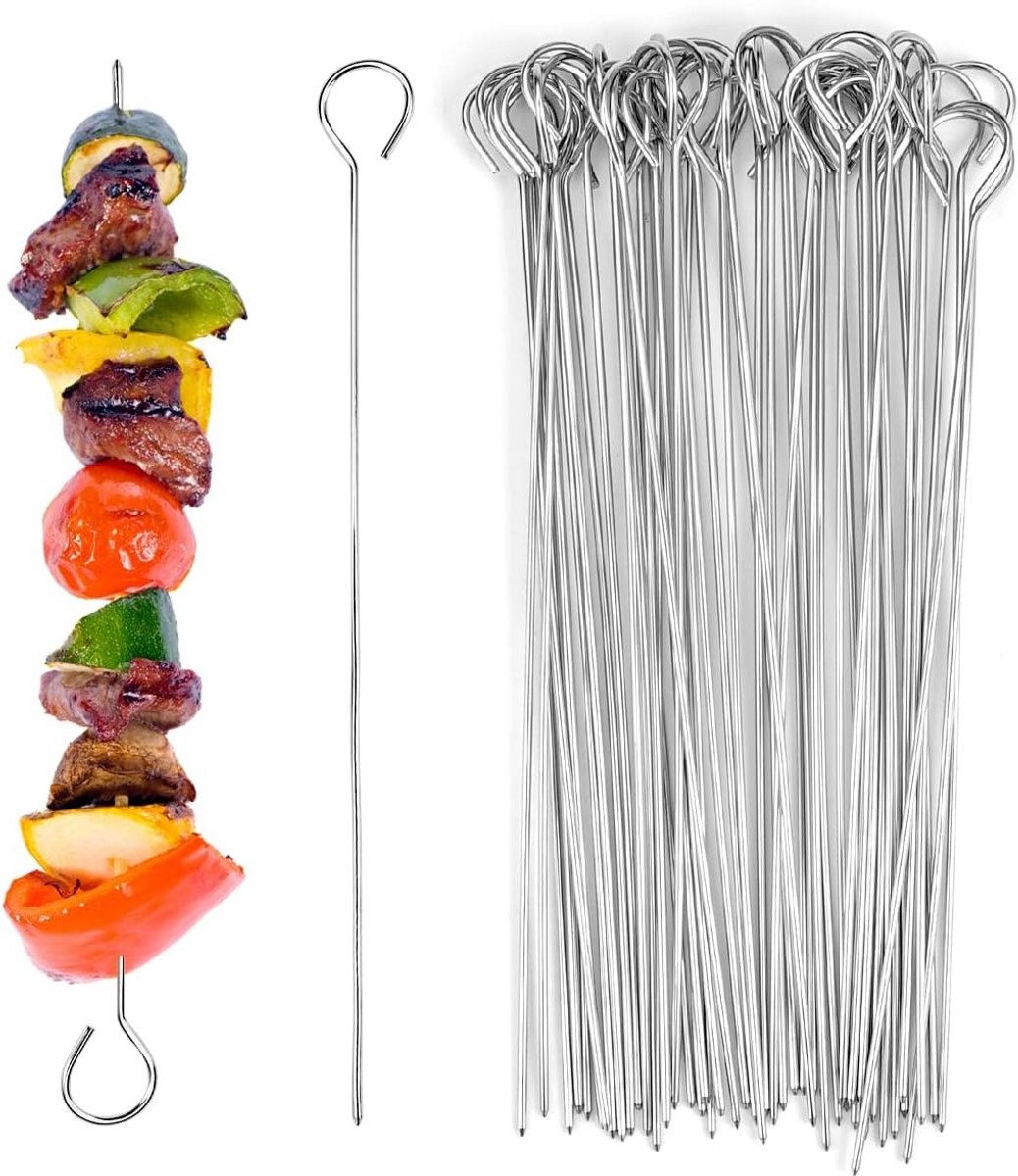 RVS Shashlik Spiesen 20 cm - 50 Stuks voor Grillen, Kamperen en Marshmallow Roosteren