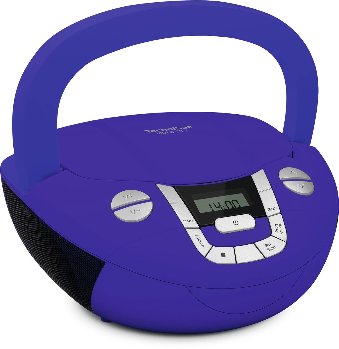TechniSat VIOLA CD-1 - draagbare stereo cd-speler, boombox met praktische draaggreep (radio voor kinderen, FM-radiotuner, bluetooth-ontvangst, 2 x 1 W RMS-vermogen, net- en batterijvoeding) blauw thumbnail 6