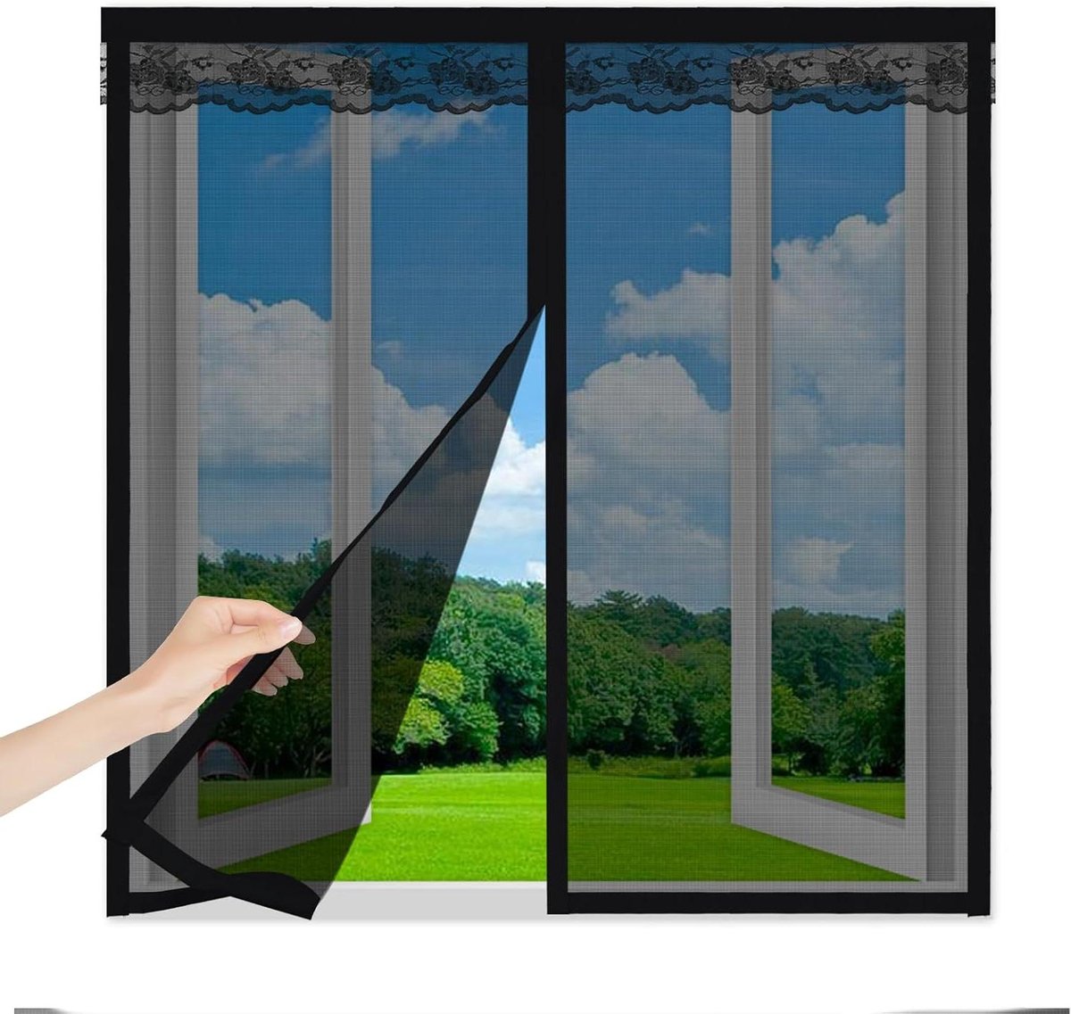 Vliegenraam Hor - Insectenhor Raam - Buiten Binnen Houden - Automatische Sluiting - 100x160cm - Zwart