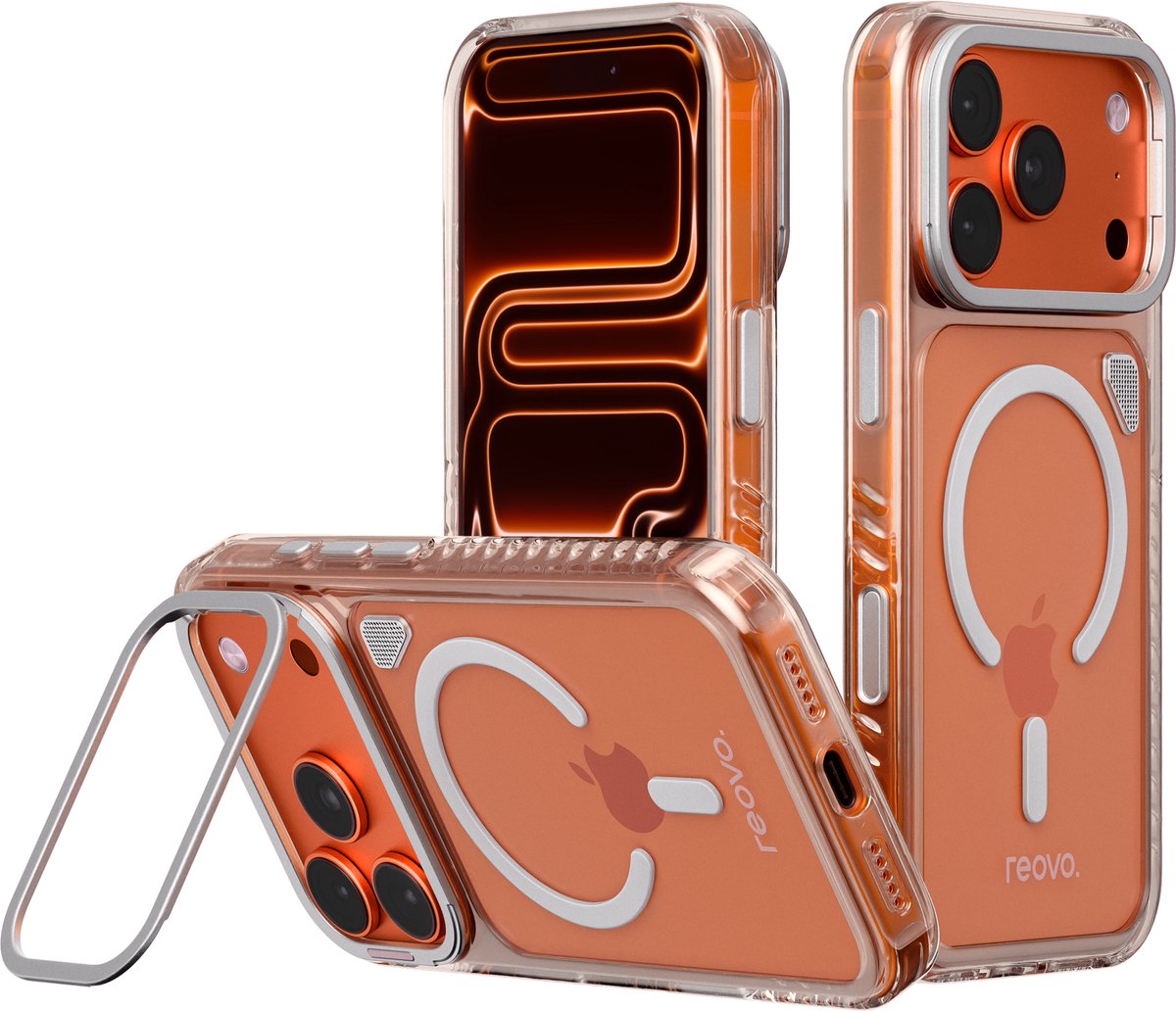 Reovo - Hoesje Geschikt voor Apple iPhone 17 Pro Max - Camera standaard - Geschikt voor MagSafe - Transparant - anti-val technologie