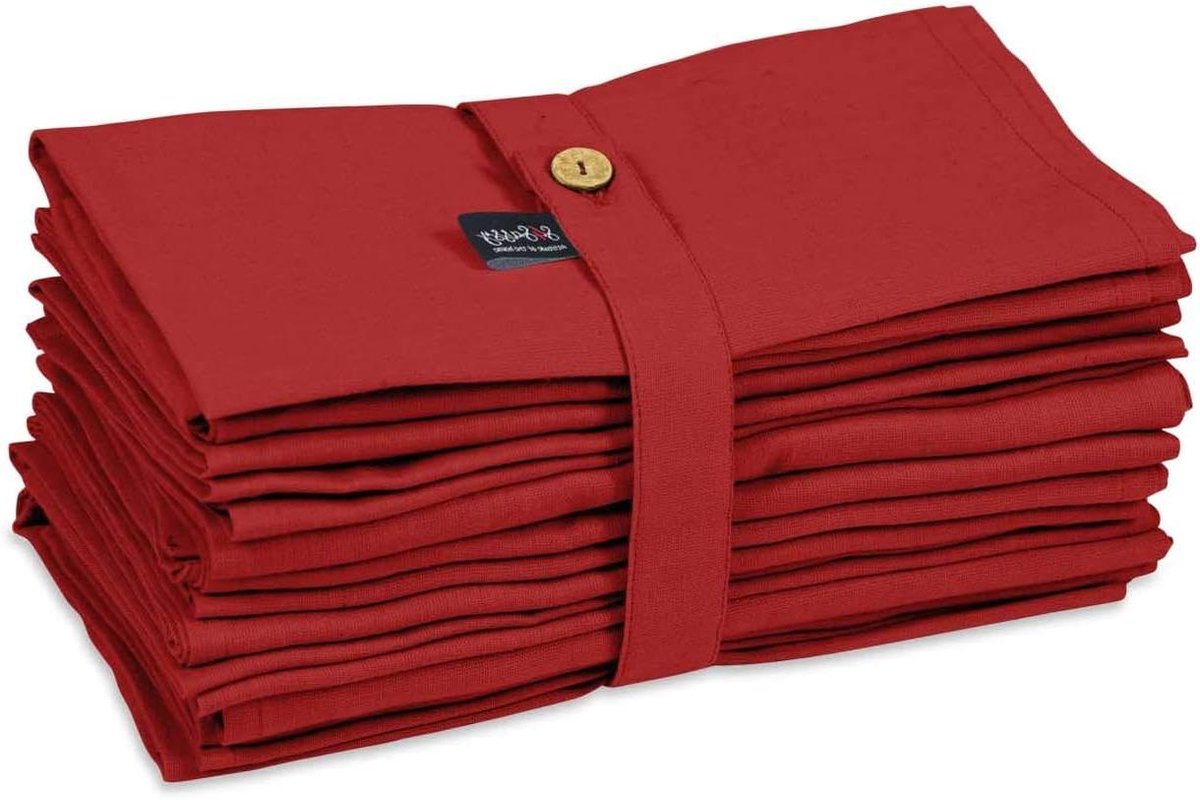 Servetten Set - Tafeldecoratie - Dineren Thuis - Duurzaam Materiaal - 12 Stuks - Rood