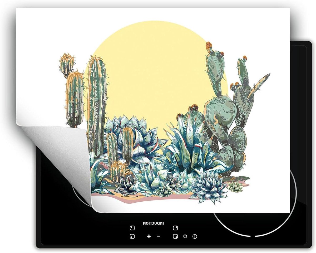 Kookplaat Beschermer Afdekplaat Inductie Mat Keukenwerkblad Vergroten Antislip Vinyl Materiaal 70x52 cm Cactussen