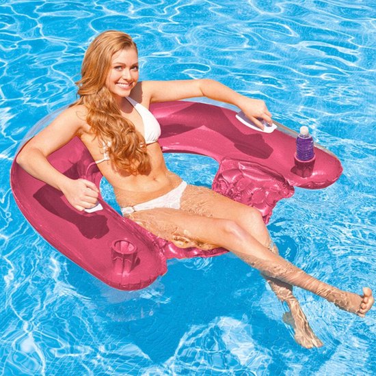 Opblaasbare Waterstoel - Luchtmat Zwemmen - Ontspannen in water - Met bekerhouders - 95 x 80 x 25 cm - Fonkelend — afbeelding 3