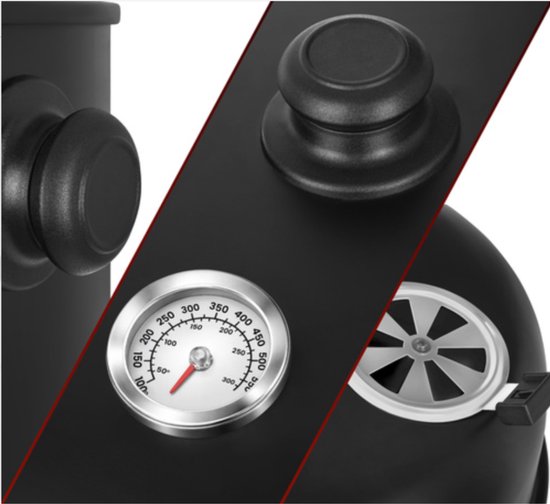 MOZY® - 3 in 1 Rook- en Grilloven met Hoes - met Thermometer - Inclusief Accessoires - Barbecue - Grillen - Verticale Rookoven - Houtskoolbarbecue - BBQ Vat - Barbecuen van Merkloos — afbeelding 5