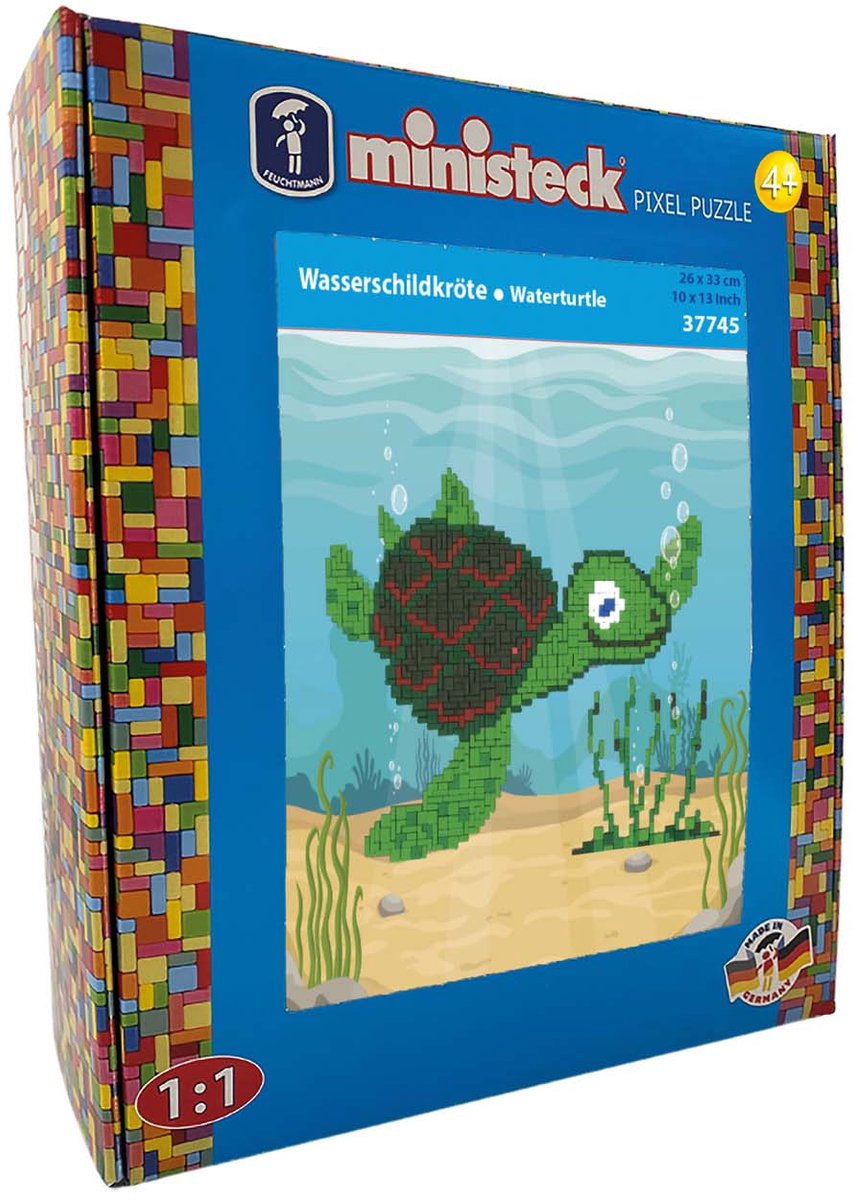 Ministeck mozaïek schildpad XL box - creatief speelgoed - 930 stukjes.