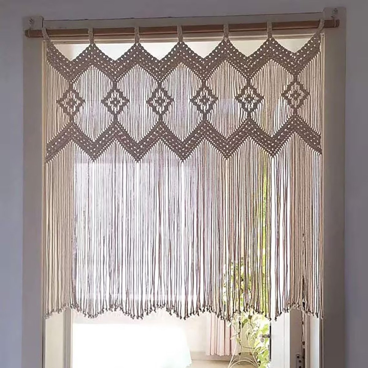 Macrame Deurkleden & Gordijnen – Muurhanger – Raambordelen – Kamerscheider – Boho Bruiloft Achtergrond – Macrame Venstergordijn – Keukengord