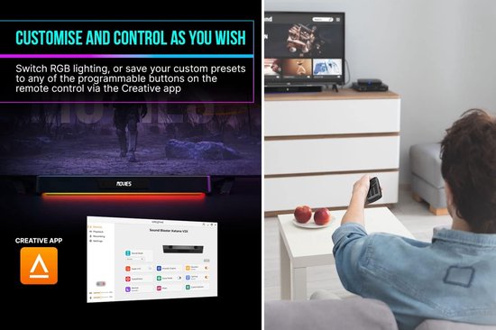 Gaming Soundbar - Surround Sound Speaker - Home Entertainment - Super X-Fi Technologie - Compact Subwoofer - Zwart — afbeelding 4