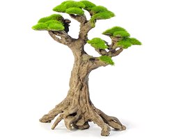 Aquarium Decoratie Boom - Bonsai Boom Aquascape Decoratie - Vis Tank Inrichting - Natuurlijke Zandsteen - 15x13x6 cm - Beige Grijs