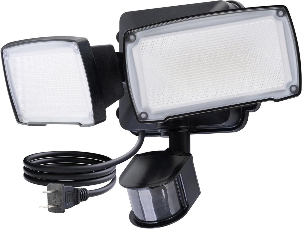 Buitenlamp met Sensor - Wandlamp - Beveiliging - Dubbele Verstelbare Kop - 2500 Lumen - Zwart