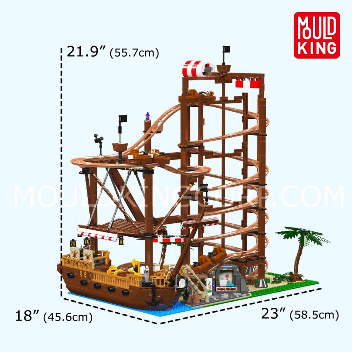 Mould King 11013 Double Helix achtbaan bouwset | Kermis architecture ideas modelbouw | Technische creator classic speelgoed bouwpakketten voor volwassenen & kinderen | Expert icons muziekdoos | Motor niet geschikt voor Lego technic | 2174 bouwstenen — afbeelding 11