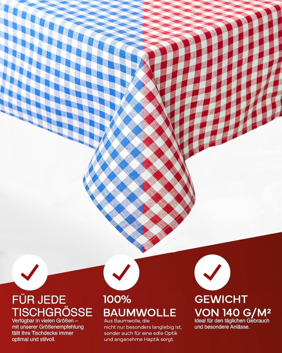 Tafelkleed - Placemat - Biertafel - Ingeweven ruit - 90 x 260 cm - Blauw-wit geruit