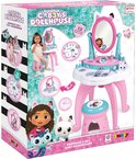 Doos met Gabby's Dollhouse 2-in-1 kaptafel met spiegel, krukje, make-up en accessoires.