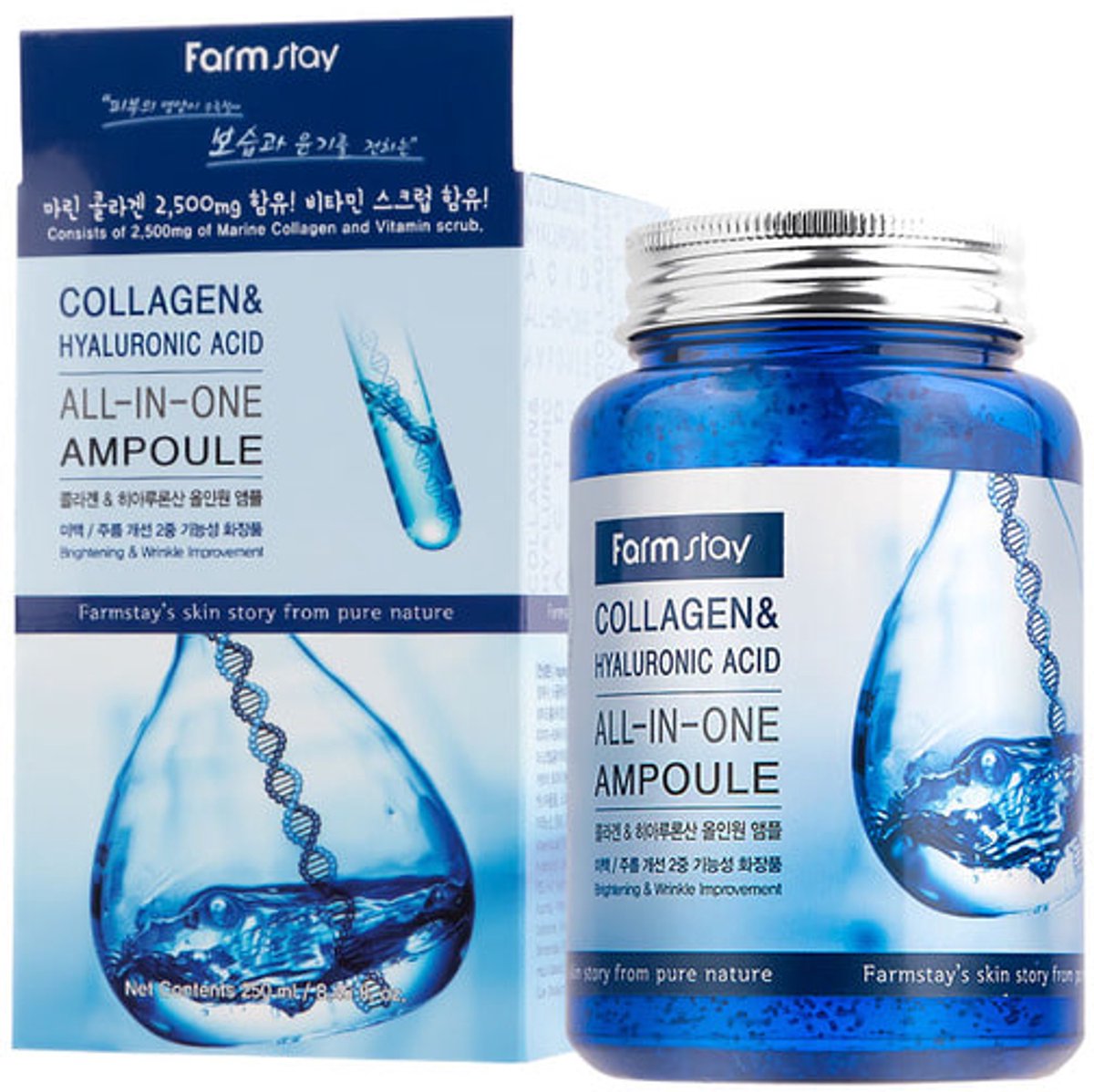 Farmstay Collagen & Hyaluronic Acid All-In-One Ampoule witalizujące serum do twarzy 250 ml