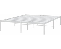 Bedframe Metaal - Ledikant Tweepersoons - Slaapkamer Meubel - Robuuste Constructie - 140x190 cm - Wit