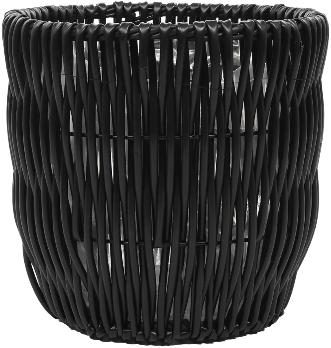 Rotan Plantenpot Zwart | Ø30 cm – Ronde Rotan Kunststof Bloempot – Voor Binnen en Buiten
