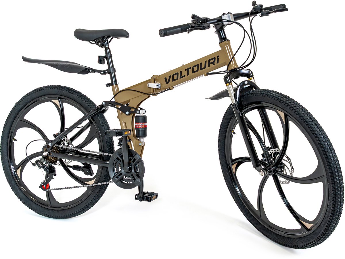 Voltouri Opvouwbare Mountainbike 26" - 21 Versnellingen Shimano, Dubbele Vering, Schijfremmen