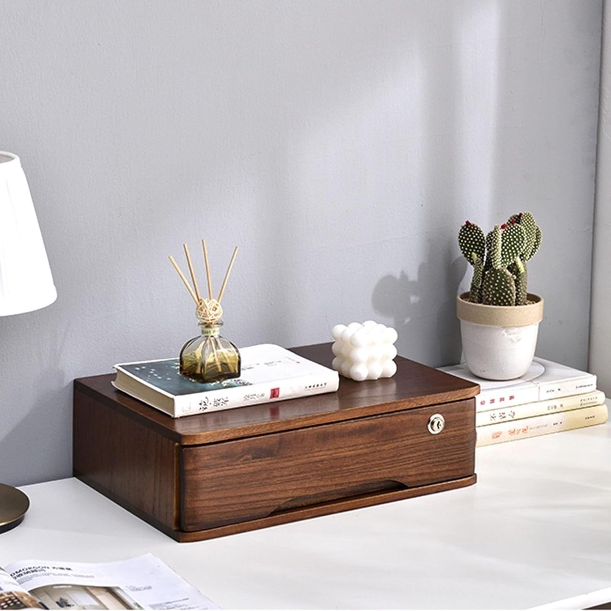 Houten Bureaubladkast - Opberger Archief - Bureau Organiseren - Afsluitbare Laden - 40 x 28 cm - Bruin