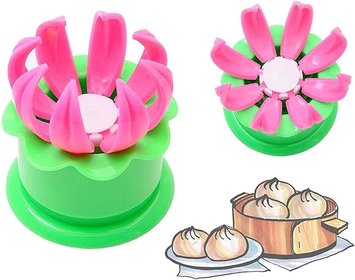 Baozi Maker - Gestoomde Bun Vorm - Zelf Bun Maken - Eenvoudig Gebruik - 2 stuks - Groen Roze