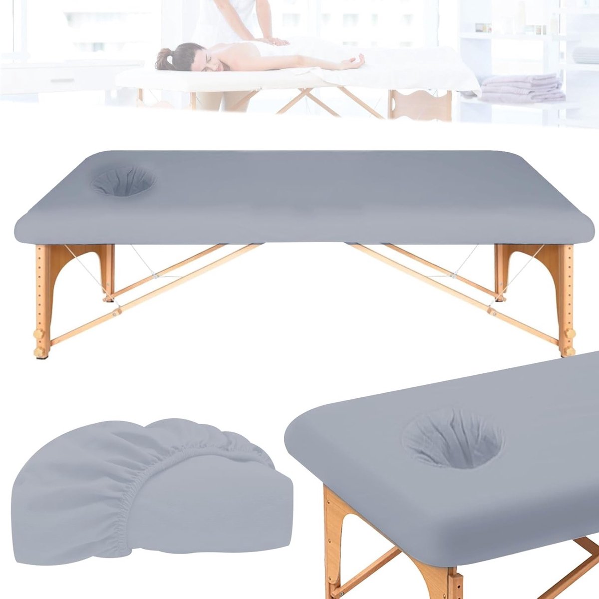 Massage Stoelhoes 190 x 80 cm, Wasbare Beschermhoes voor Massagetafels, Elastische Dekbedovertrek, Anti-Vuil, Ideaal voor Schoonheid en Behandeling