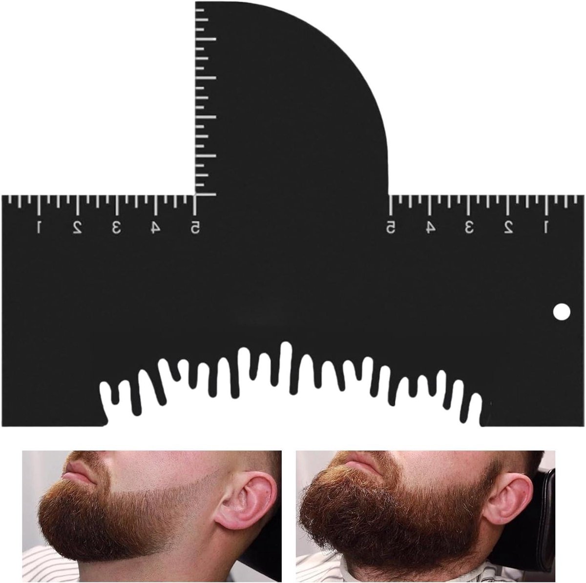 Kappers Papier - Styling Sjabloon - Haar en Baard - Geïntegreerde Lijngeleiding - 15.5 x 12 cm - Wit