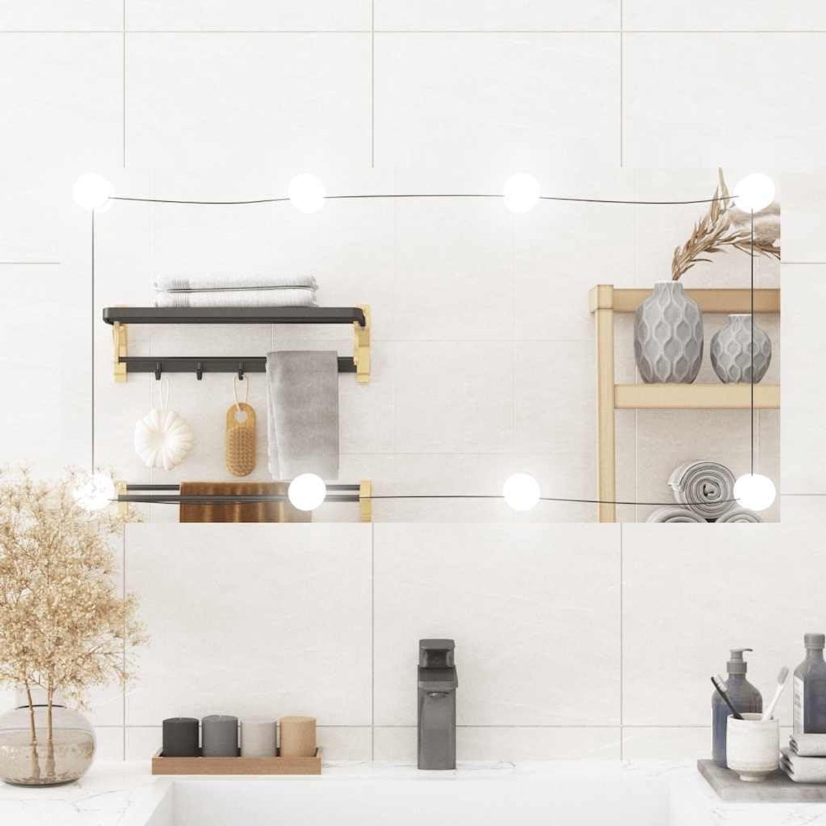 Wandspiegel LED - Verlichte spiegel - Decoratie aanbrengen - Verschillende kleurmodi - 40x80 cm - Glas