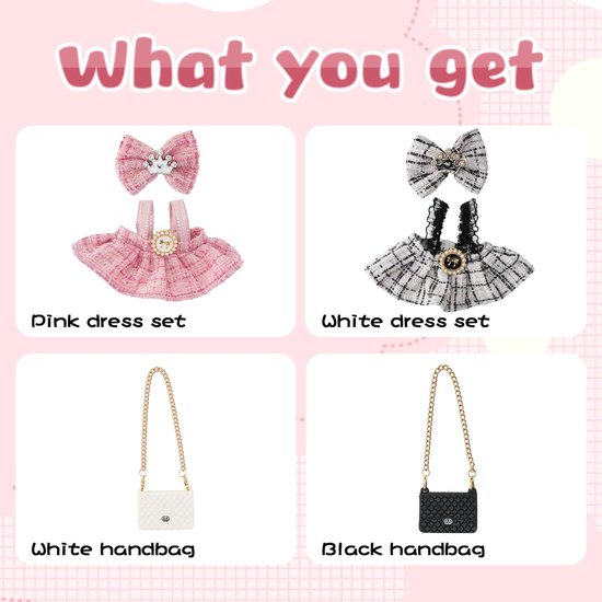 Poppenkleding Set - Mini Outfit - Poppen Aankleden - 2 Stuks - 17 cm Poppen - Zwart Roze — afbeelding 2
