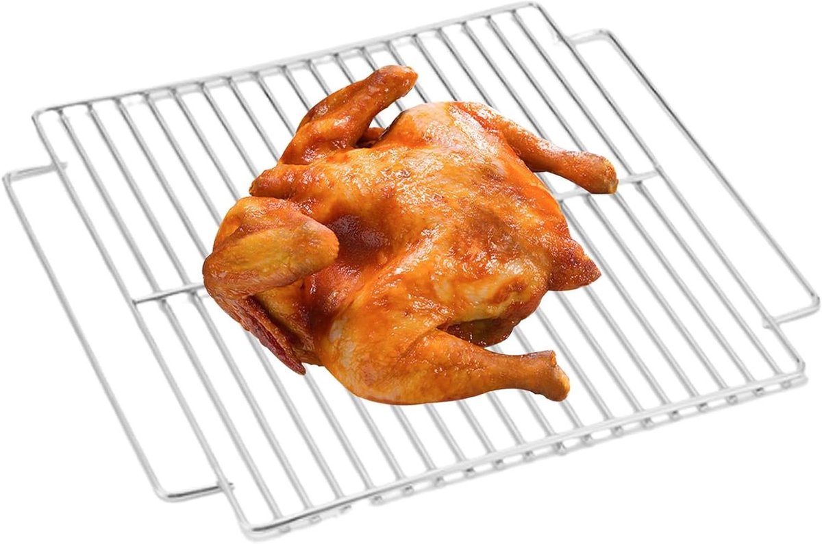 Barbecue rooster - Grillplaat - Buiten koken - Roestvrij staal - 24 x 20 cm - Zilver