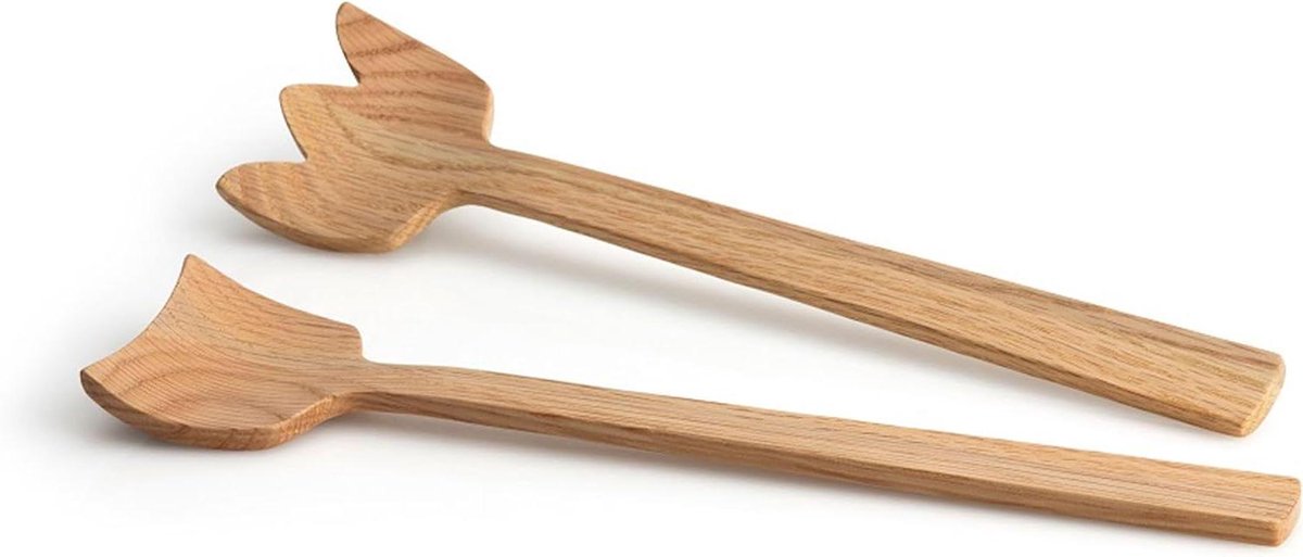 Saladebestek - Opscheplepels - Maaltijden Serveren - Eikenhout - 305 cm - Houtkleur
