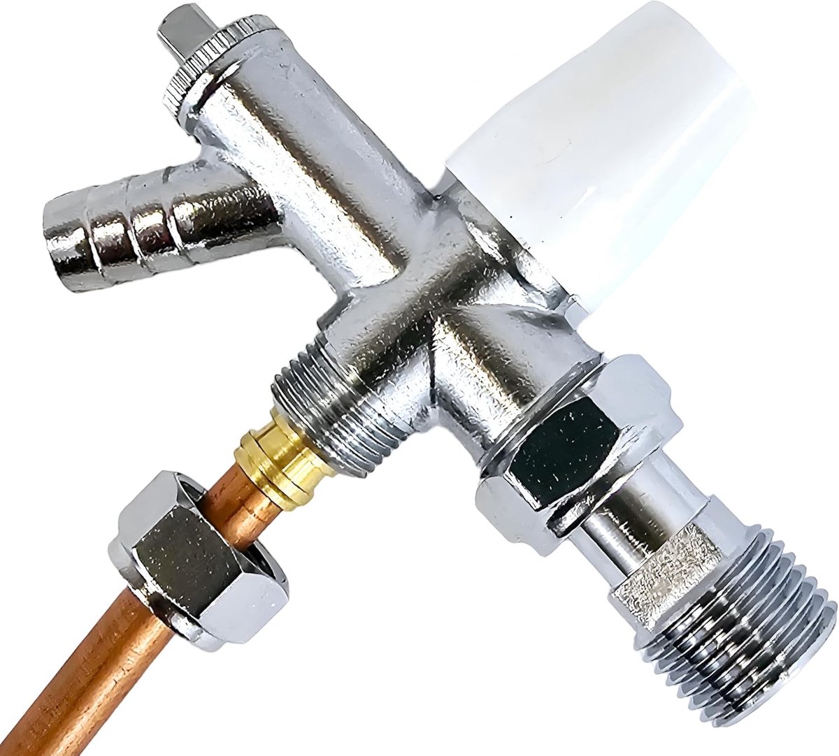 Radiatorklep Hoekig - Lockshield Klep - Verwarming Installeren - Met Afvoer - 8-10mm - Chroom